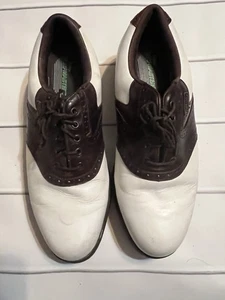 FootJoy DryJoys 53783 Mens Golf White/Brown Saddle  Men's Size 8.5 New Cleats - Picture 1 of 6