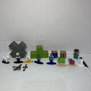 Minecraft Lot Of 15 Toys-8 Metal DieCast Mini Figures & 7 Plastic Toys - Picture 1 of 4