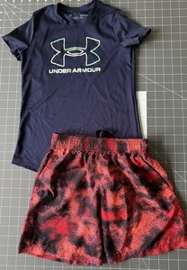 Youth Small Under Armour Shorts And T-Shirt Not Matching Set - Picture 1 of 12
