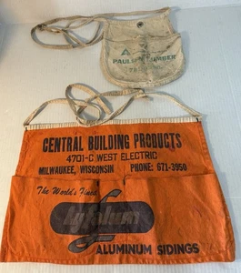VTG Carpenter Canvas Nail Aprons, Central Bldg Products & Weyerhaeuser, Lot of 2 - Picture 1 of 8