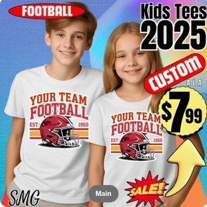 Camiseta de fútbol para niños 2025 Camiseta de día de juego para aficionados a los deportes juveniles para niños niñas, top blanco - Imagen 1 de 36