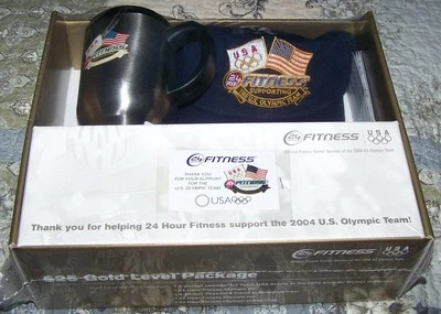 2004 US  Olympic Sponsorship  Gold Level Set  Coffee Mug, Cap, Pin  NEW SEALED - Image 1 of 4