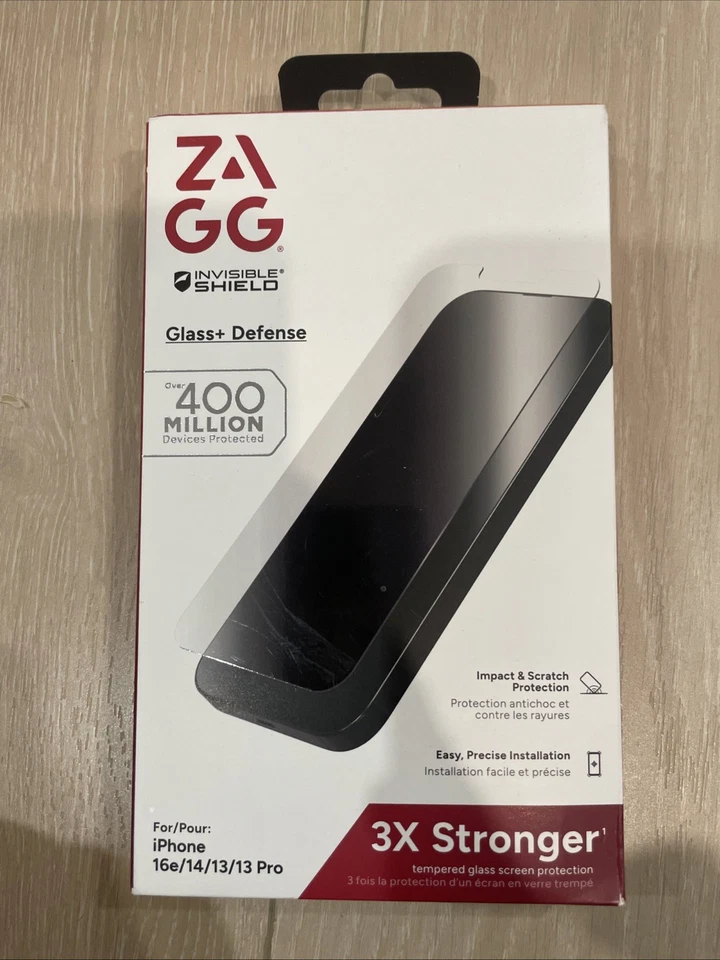 Zagg Glass Glass Defense Screen Protector for iPhone 16e/14/13/13 Pro