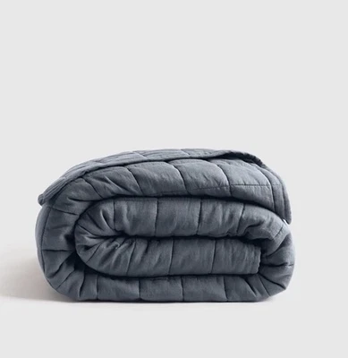 QUINCE EUROPEAN LINEN NIGHT FALL  BOX QUILT TWIN  NWT - Image 1 of 4