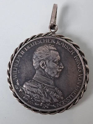 Beautiful, old Coin, 3 Mark, 1913, Emperor, Medallion, Pendant - Image 1 of 4