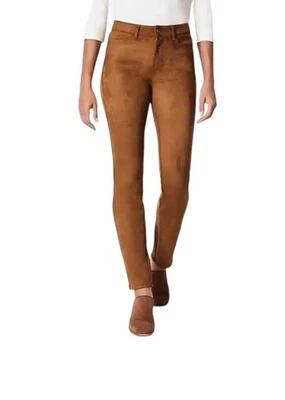 J Jill NUEVO NUEVO CON ETIQUETAS Taylor Luxe Pantalones de Gamuza Sintética Talla 6 Pequeño Marrón Castaño Foto 1 de 4