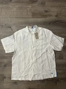 Tommy Bahama Glass Camp Hemd Herren 1XLB Weiß Leinen Kurzarm Knopfleiste - Bild 1 von 8