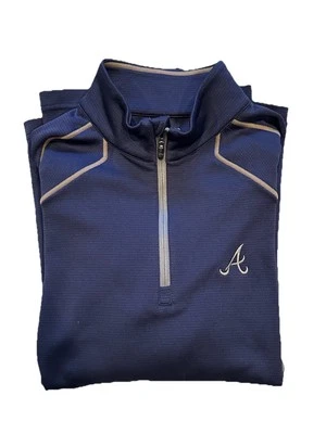 Under Armour Atlanta Braves 1/4 Quarter Zip Loose All Season Gear Pullover Navy - Image 1 of 4