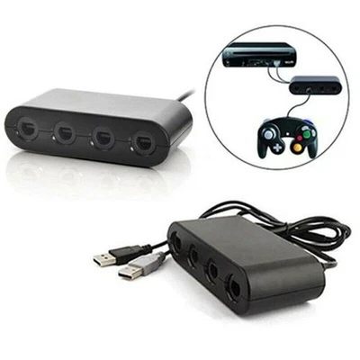 Black 4-Port Video Game Converter USB Adapter For GameCube to Switch/Wii U/PC - Image 1 of 4