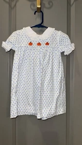 Gesmokte Fäden Mädchen Halloween Herbst Kürbis Print Kleid nur. 2T. Kurzarm - Bild 1 von 5