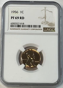 1956 Proof Wheat Cent Penny 1C NGC PF69 RD - Red - Picture 1 of 12