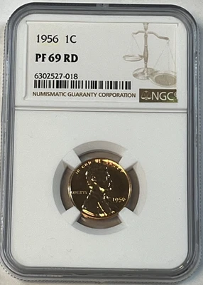 1956 Proof Wheat Cent Penny 1C NGC PF69 RD - Red - Image 1 of 4