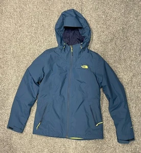 North Face Zip Hooded Jacket Coat Fleece Lined Women's S/P Small Blue - Picture 1 of 7