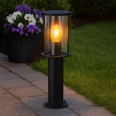 Gartenlampe Stehleuchte Terrassenlampe schwarz Sockelleuchte wetterfest D 14,3cm - Bild 1 von 4
