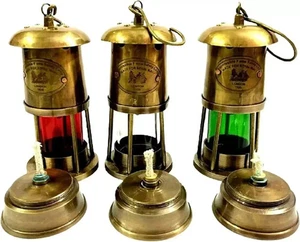 Paquete de 3 lámparas de aceite menores de latón - linternas náuticas antiguas luz de barco marítimo - Imagen 1 de 3