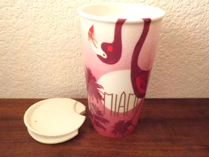 *NEU* Starbucks Miami Keramik Travel Tumbler Becher/Tasse, 12oz, 2016 Flamingo - Bild 1 von 9