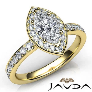 Anillo de compromiso de diamantes marquesa con halo pavé catedral GIA H VS2 0,95 quilates - Imagen 1 de 12