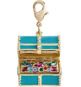 Disney Store Kidada LITTLE MERMAID TREASURE CHEST Swarovski Charm 14K Gold Plate - Picture 1 of 5