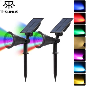 2 Stück Solarleuchte 7 LEDs RGB Gartenstrahler Solarstrahler Gartenleuchte Außen - Bild 1 von 8
