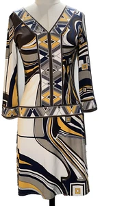 Vintage y2k Emilio Pucci Silk Dress Firenze 36 US 0 Abstract Geometric Italy - Picture 1 of 17