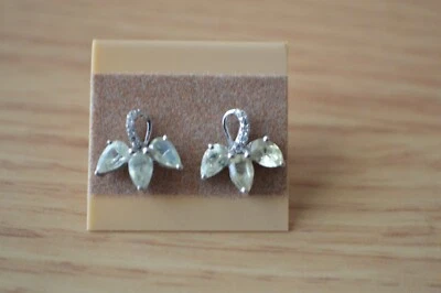 Серьги из чистого серебра с хризобериллом/цирконием 1,90 карата - Изображение 1 из 4