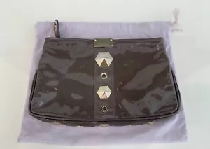 JIMMY CHOO LONDON PURPLE PATENT LEATHER GOLD TONE HARDWARE CLUTCH - Picture 1 of 12