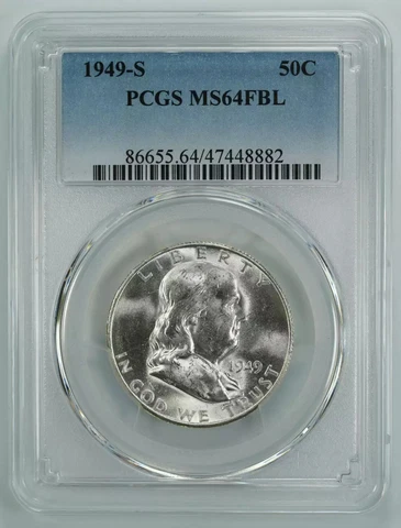 1949 S FRANKLIN HALF DOLLAR 50C PCGS MS 64 FBL MINT UNC - FULL BELL LINES (882) Cover