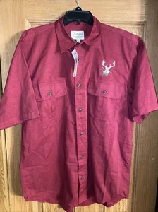 Cabelas Herren weiches Canvas Trail Hemd weinrot mit Hirsch Größe Medium neu mit Etikett - Bild 1 von 6