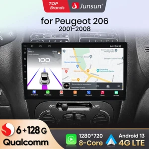 Radio Coche QualcommChip 6+128G Carplay Android 13 Para PEUGEOT 206 2001-2008 GPS - Imagen 1 de 11