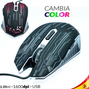 RATON PARA ORDENADOR 1600 DPI OPTICO CAMBIA COLOR A CABLE USB MOUSE PC PORTATIL - Imagen 1 de 7