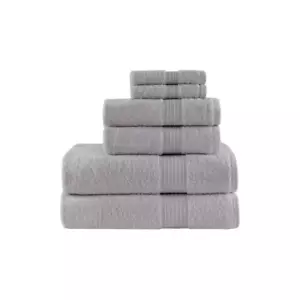 Organic 6-Piece Grey Cotton Bath Towel Set - Picture 1 of 12