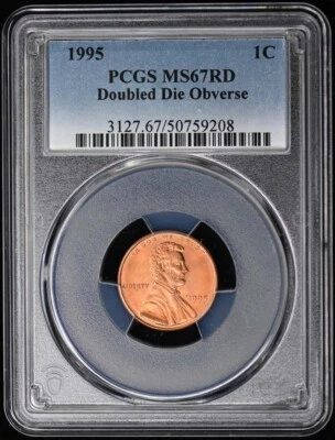 1995 1C Doubled Die Obverse Lincoln Type 4 PCGS MS67RD - Image 1 of 2