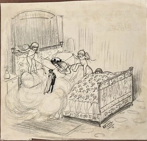 WEILUC "BOHEME DOREE"DESSIN AU CRAYON - Picture 1 of 2