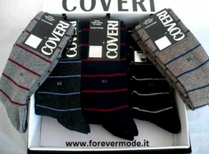 6 Paia di Calze da uomo Enrico Coveri corte in caldo cotone invernale a righe - Picture 1 of 1