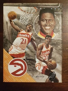 1991 Dominique Wilkins Front Inside Cover Page Beckett schönes Bild bunt - Bild 1 von 1