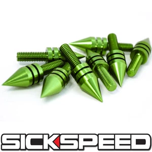 6PC GREEN BILLET ALUMINUM MOTORCYCLE SPIKED BOLT SCREW FOR WINDSCREEN H - Picture 1 of 1