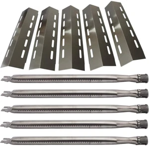 Ducane 5 Burner Grill Heat Plates & Burners (5-Pk Each) SS Replacement - Picture 1 of 11