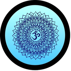 Yoga Mandala Om Flower (teal) Spare Tire Cover ANY Size, ANY Vehicle,Trailer,RV - Picture 1 of 2
