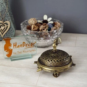 Brass Peacock Incense Burner on a 3-Legged Tortoise Stand - Picture 1 of 9