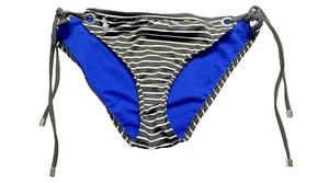 POLO RALPH LAUREN Women Bikini Swim Bottom Sz S Black White Stripe Side Ties - Picture 1 of 8