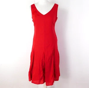 Per Una rotes Kleid Größe 10R ausgestellt fallende Taille Stickerei gefüttert brandneu - Bild 1 von 7