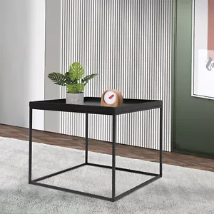 24" Modern Square Coffee Table Side Table Matt Black Metal Table 61cm - Picture 1 of 12