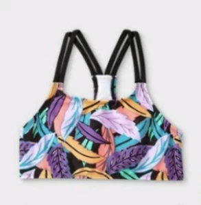 Girls’ Jungle Leaf Print Bikini Top Size XS 4/5 UPF 50+ Protection Art Class - Picture 1 of 6