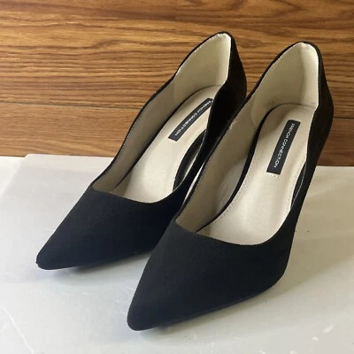 Zapatos de salón French Connection de gamuza negros talla 9M punta puntiaguda Foto 1 de 4
