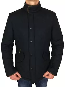 Barbour Mens Jacket Powell Quilted Jacket in Navy Blue - Picture 1 of 10