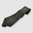$195 Oscar de la Renta Men's Green Wool Plaid Pointed Neck Tie Size 48x3.5