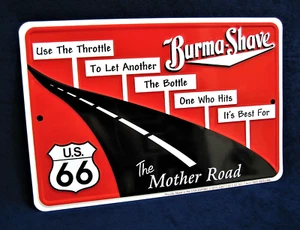 ROUTE 66 BURMA SHAVE - *US MADE* Embossed Metal Sign - Man Cave Garage Bar Decor - Picture 1 of 9