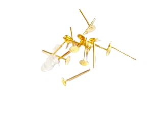 50 Ohrsteckrohlinge goldfarben 12 x 4mm Schmuckherstellung Schmuckdesign - Bild 1 von 2