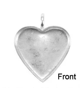 1 base colgante de montaje en corazón enchapado en plata corazón 1x1" corazón * - Imagen 1 de 2