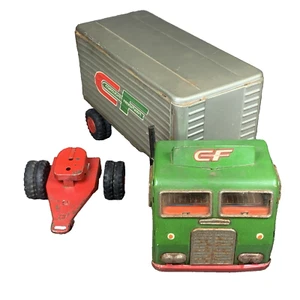 Vintage 50s Japan Tin Toy Consolidated Freightways Small Trailer Truck w/ Extra - Picture 1 of 11